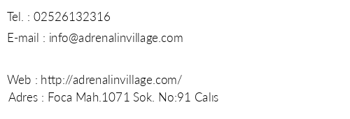 Adrenalin Village telefon numaralar, faks, e-mail, posta adresi ve iletiim bilgileri